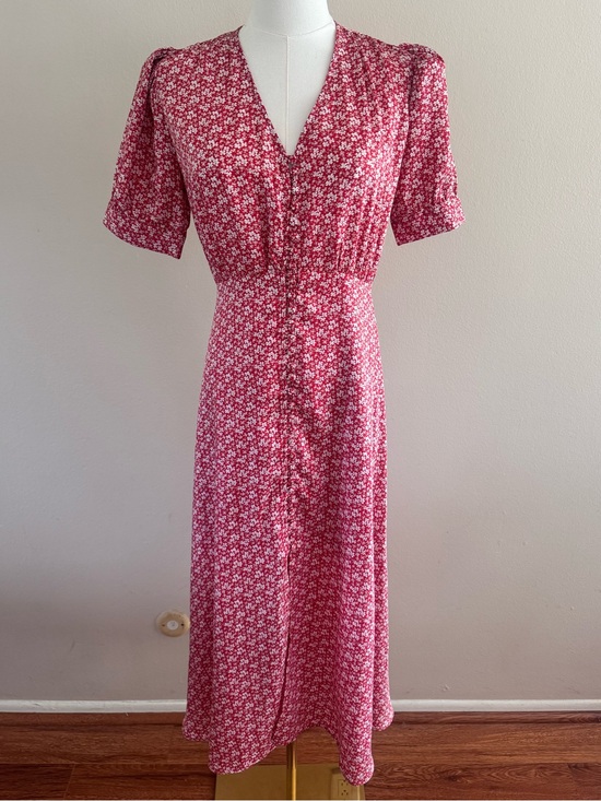The Kooples Dresses & Skirts - The Kooples Red Floral Button-Front Midi Dress